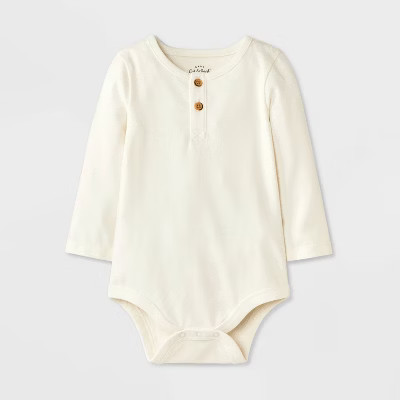 Baby Boys' Henley Bodysuit - Cat & Jack™ Cream 18M | Target