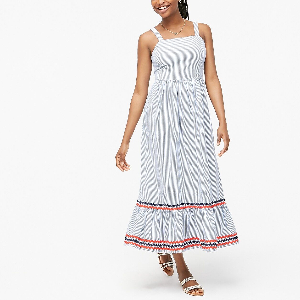 Tiered maxi dress with rickrack trim | J.Crew Factory