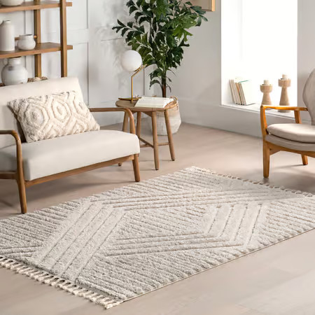 Ivory Ellie Traverse Shag 7' 10" x 10' Area Rug | Rugs USA