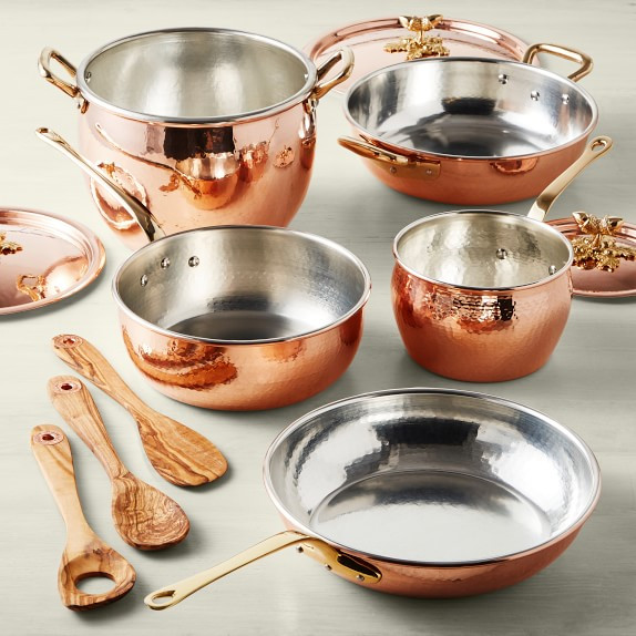 Ruffoni Historia Hammered Copper 11-Piece Cookware Set with Olivewood Tools | Williams-Sonoma