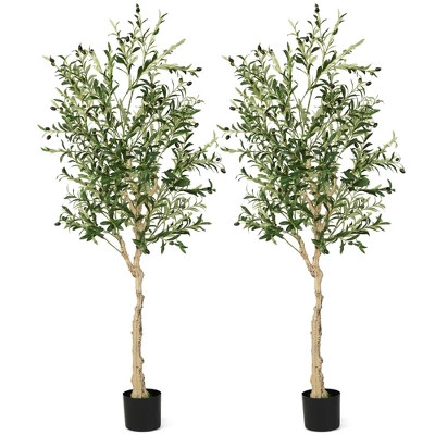 Tangkula 2-Pack Artificial Olive Tree 6 FT Tall Faux Olive Plants for Indoor and Outdoor | Target