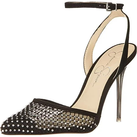Jessica Simpson Pirrie Clear Black Stiletto Heel Pointed Toe Ankle Strap Pumps (Clear Black 7.5) | Walmart (US)