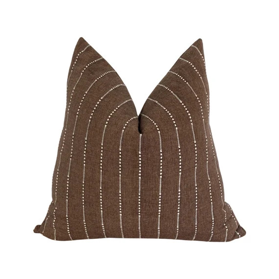 Brown and Light Cream Stripe Throw Pillow Cover Square or | Etsy | Etsy (US)