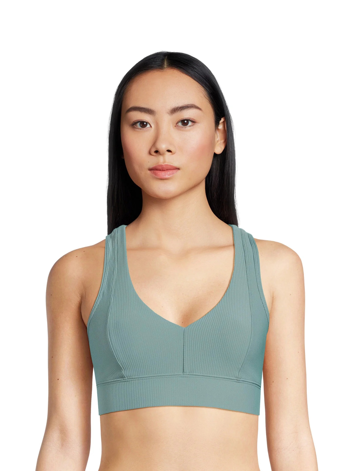 Avia V-Neck Rib Sports Bra for Women, Medium-Impact, S-3XL | Walmart (US)