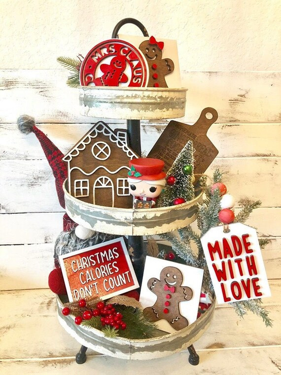 Gingerbread Tiered Tray Decor  Christmas Gingerbread Tiered | Etsy | Etsy (US)