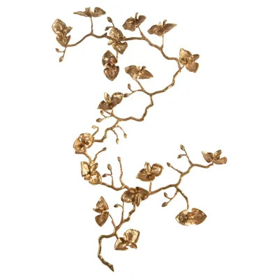 John Richard Brass Orchid Updated Traditional Gold Metal Wall Sculpture II | Kathy Kuo Home