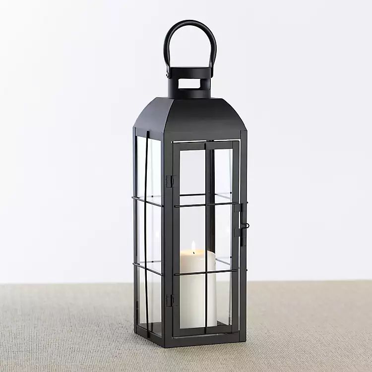 Matte Black Window Pane Lantern, 17 in. | Kirkland's Home
