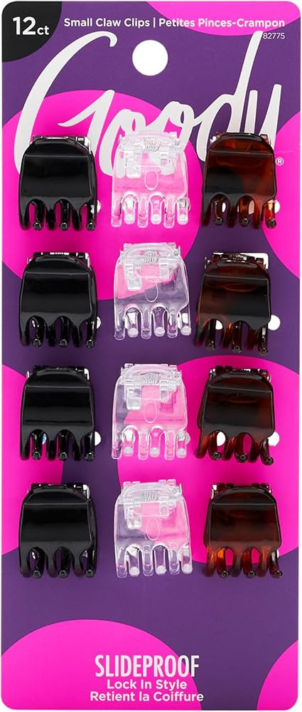 Goody Small Basic Half-Claw Hair Clips, 12-Count – 3-Prong Claw Clips for All Hair Types, Neutr... | Amazon (US)
