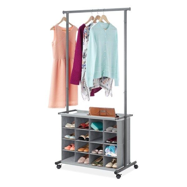 Whitmor 6905-9043 16-CUBBY GARMENT RACK GRAY | Bed Bath & Beyond