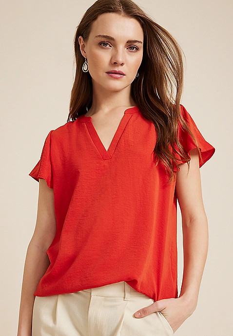 Atwood Flutter Sleeve Blouse | Maurices