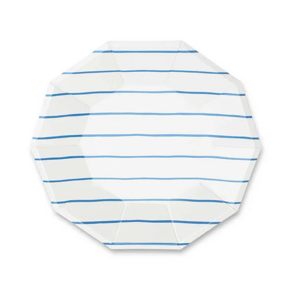 Frenchie Blue Striped Plates  Small S0124 - Etsy | Etsy (US)