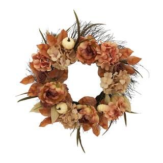 22" Coral Hydrangea, Peony & Pumpkin Mixed Wreath by Ashland® | Michaels Stores