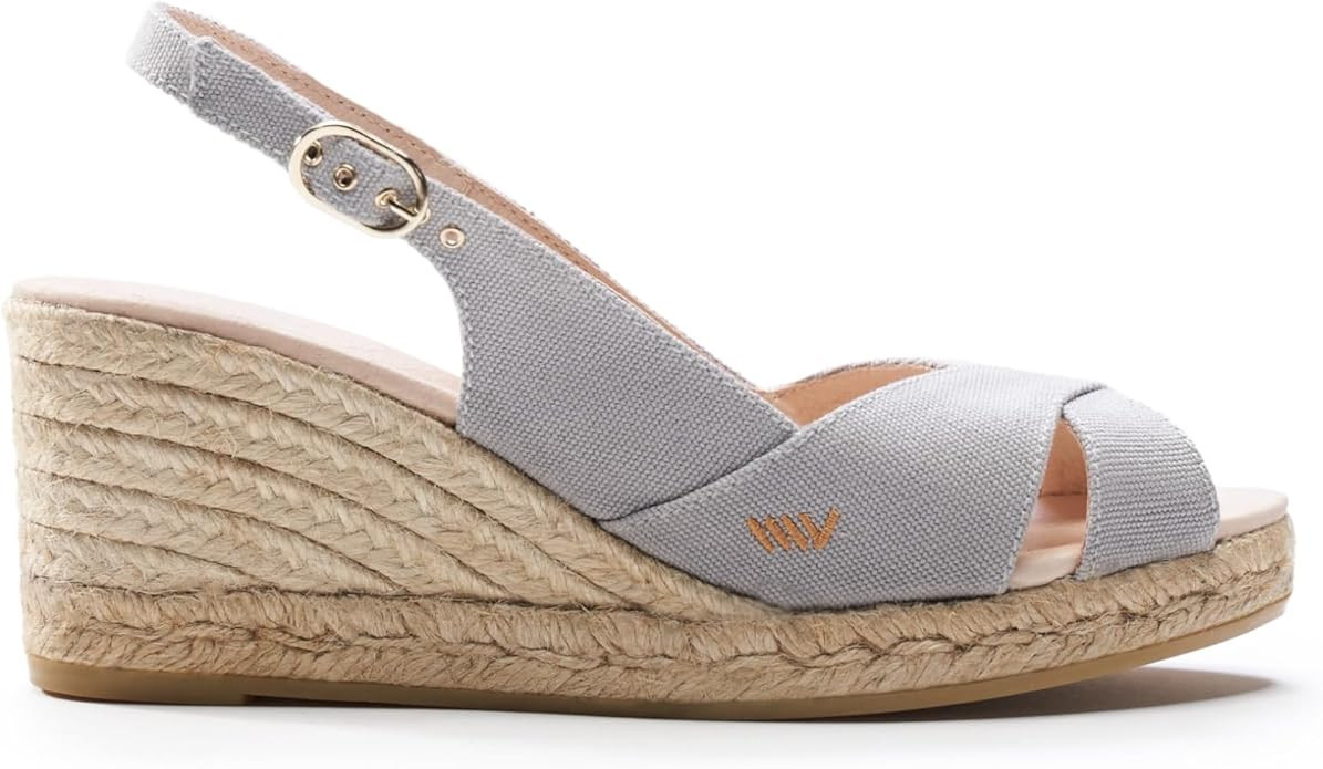 Viscata Llansa Canvas Wedge with Elegant Buckle Flattering 2 ½” Slingback Heel Women's Sandals... | Amazon (US)