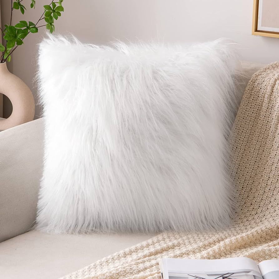 MIULEE Faux Fur Pillow Covers Luxury Fluffy Mongolian Series Style Throw Pillow Case Decorative F... | Amazon (US)