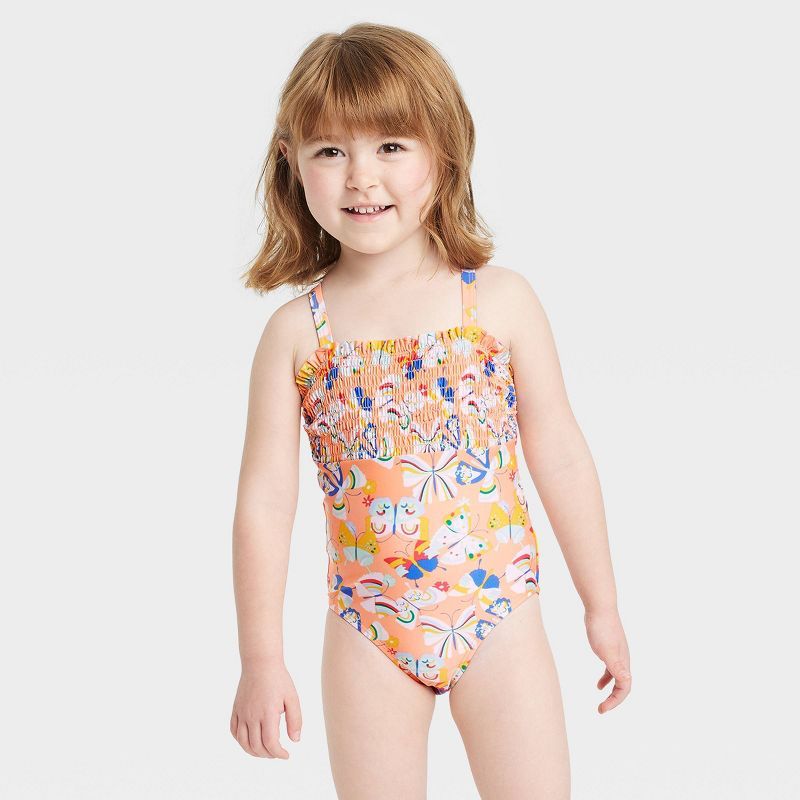 Toddler Girls' Butterfly One Piece Swimsuit - Cat & Jack™ Orange | Target