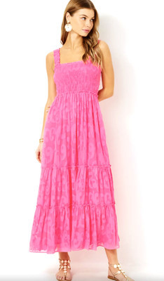 LILLY PULITZER SIZE MEDIUM HADLY SMOCKED MAXI DRESS *CREPE SWIRL*🌸 | eBay US