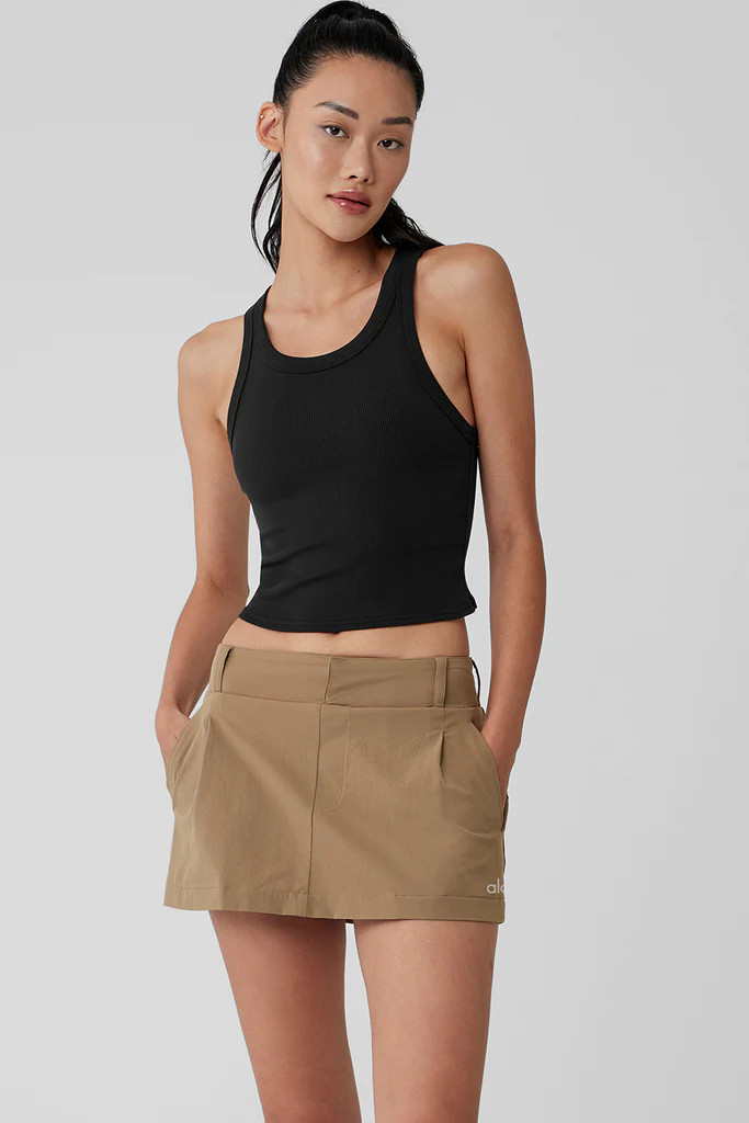 Goddess Ribbed Go-To Tank - Black | Alo Yoga (US)