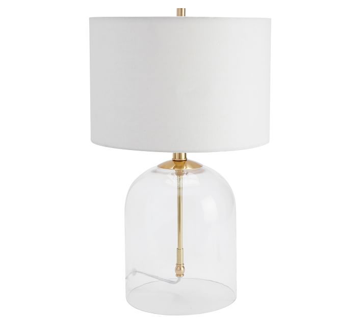 Aria Dome Table Lamp with Small Straight Sided Gallery Shade, Antique Brass/White | Pottery Barn (US)