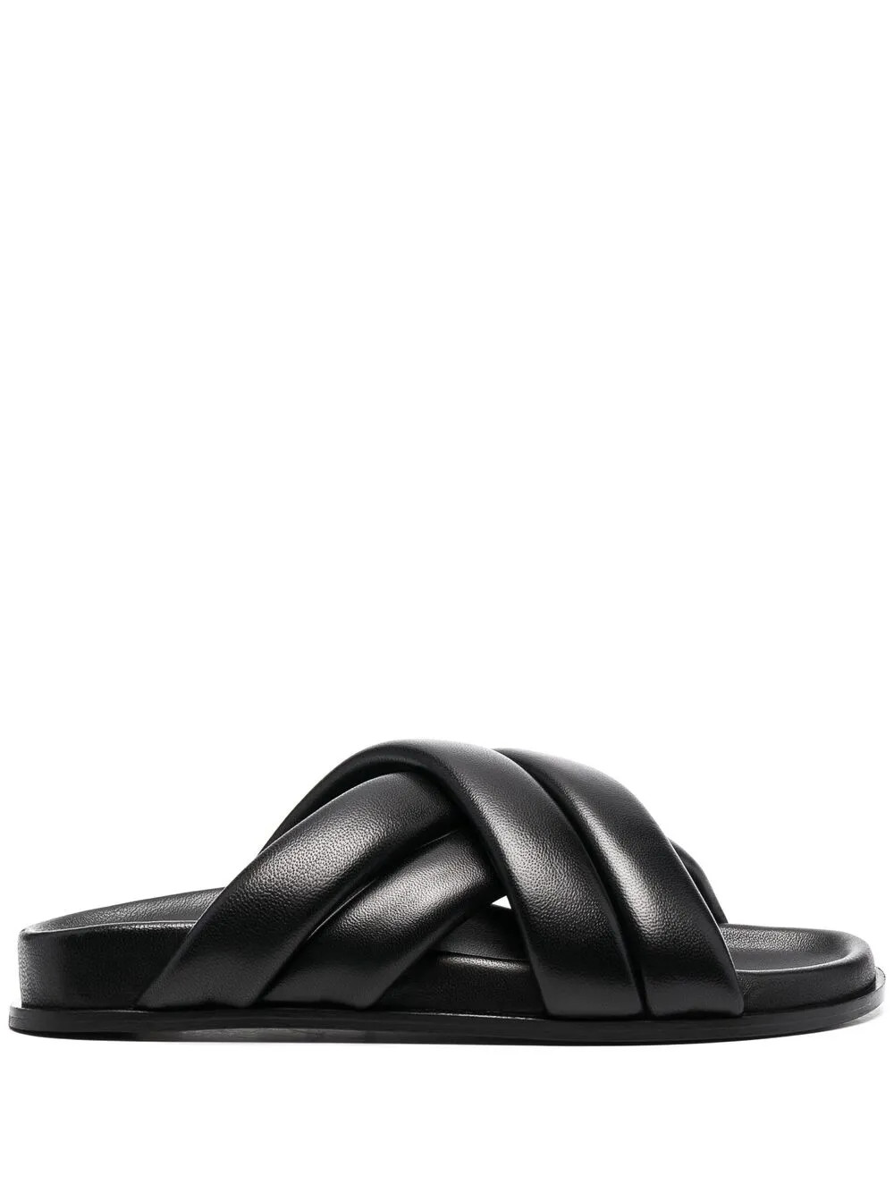 ANINE BING Lizzie leather cross-strap slides - Black | Farfetch Global