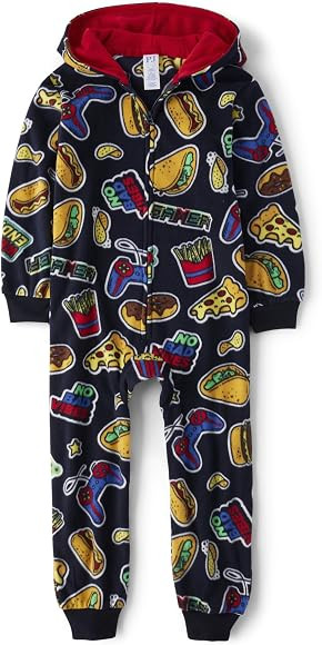 The Children's Place Boys' Long Sleeve Fleece Zip Up One Piece Pajama Seasonal | Amazon (US)