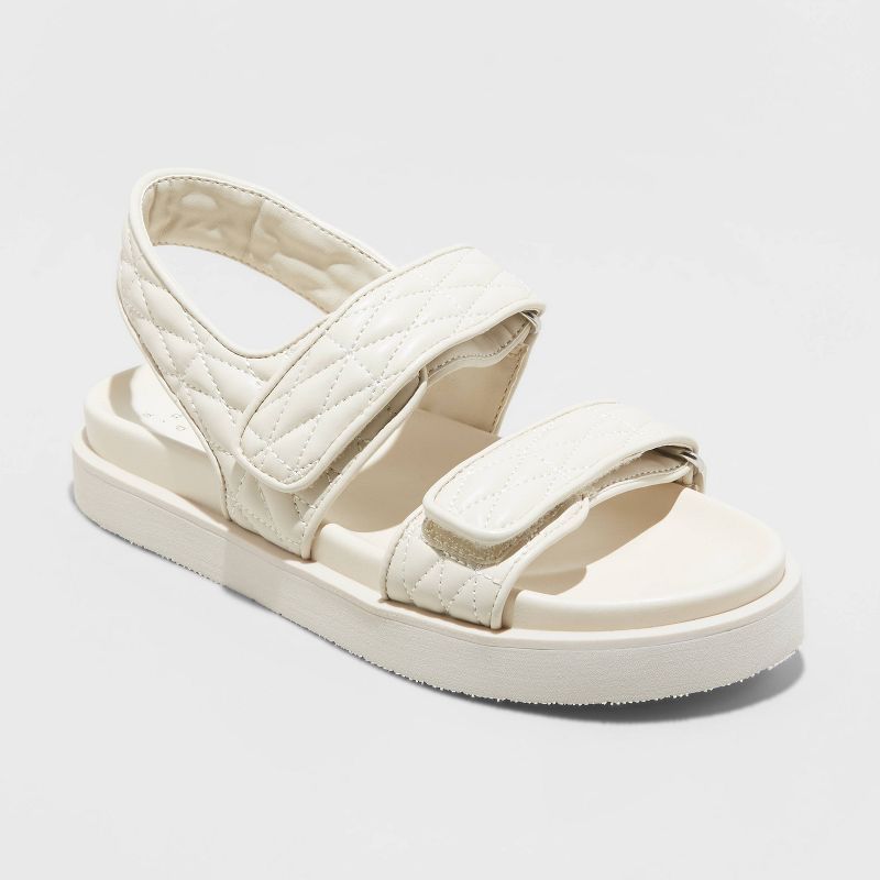 Women&#39;s Ruthie Quilted Footbed Sandals - A New Day&#8482; Off-White 7.5 | Target