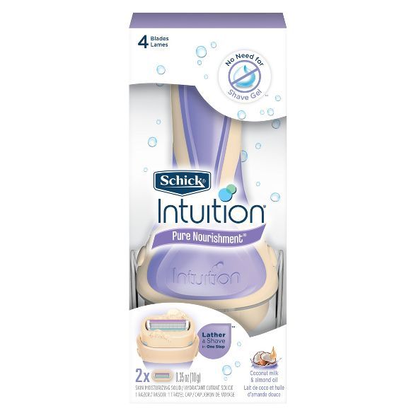 Schick Intuition Pure Nourishment Women's Razor - 1 Razor Handle and 2 Refills | Target