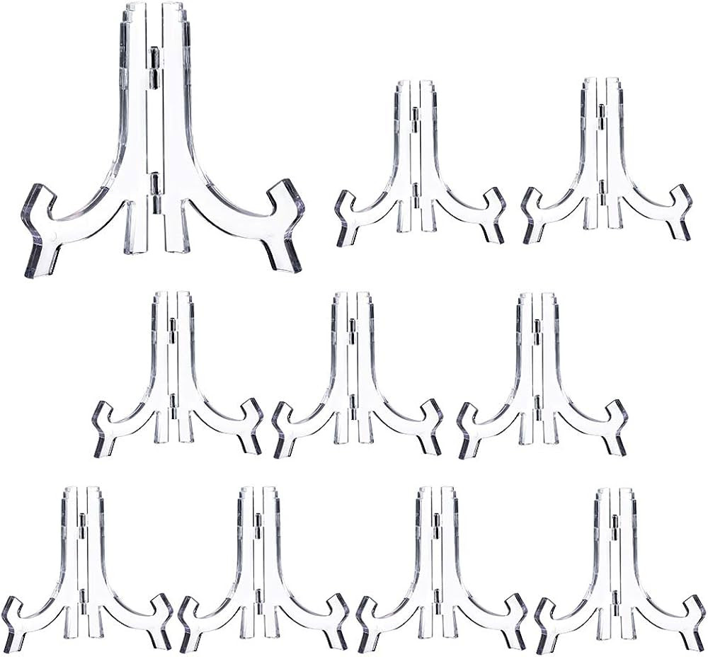 Artliving Clear 10 Pack 4.5inch Small Acrylic Easels Display Stand Plate Stand Holder for Display... | Amazon (US)