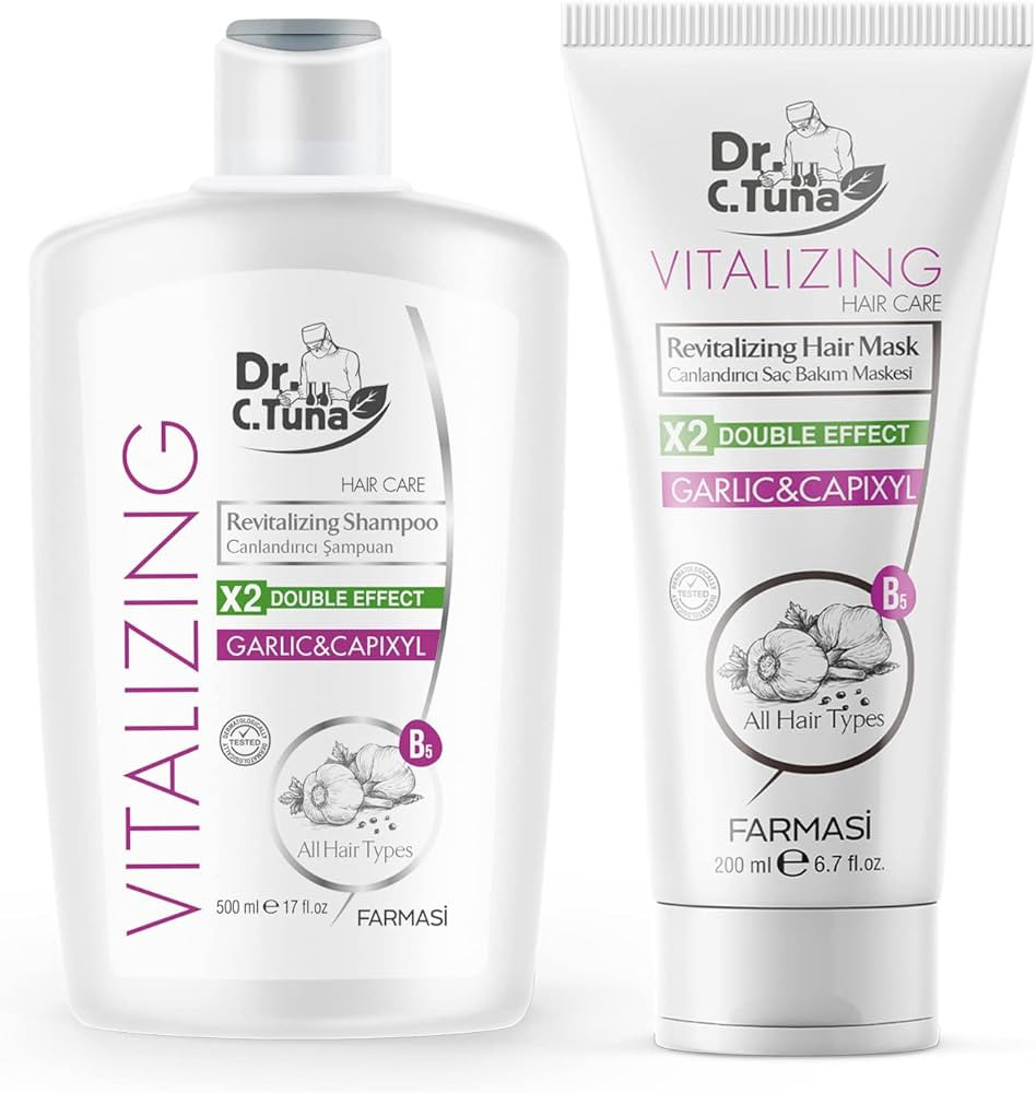 FARMASI Dr. C. Tuna Vitalizing Garlic Shampoo and Hair Mask, Natural Hair Treatment for Hair Grow... | Amazon (US)