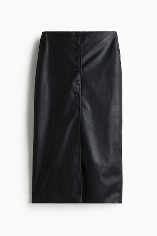H & M - Coated Pencil Skirt - Black | H&M (US + CA)