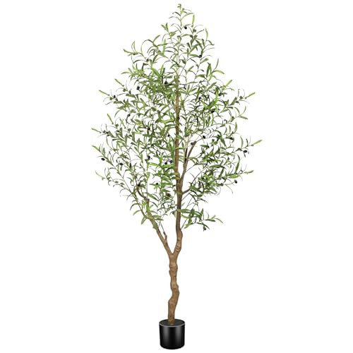 FEELEAD 6FT Faux Olive Tree with Natural Textured Trunk & Lifelike Leaves | Amazon (US)