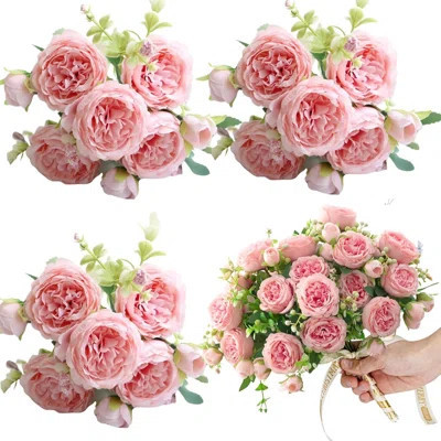 3Pcs Blush Wedding Flowers Fake Silk Peony Faux Wedding Bride Bouquet | Wayfair North America