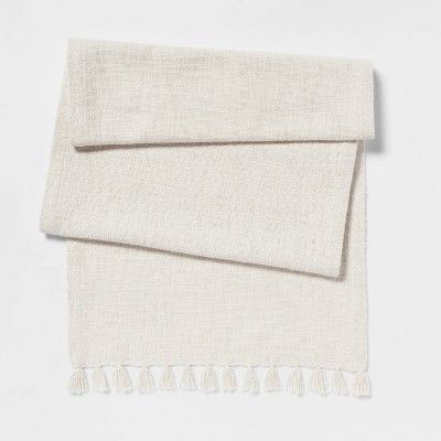 90" x 20" Cotton Textured Table Runner White - Threshold™ | Target