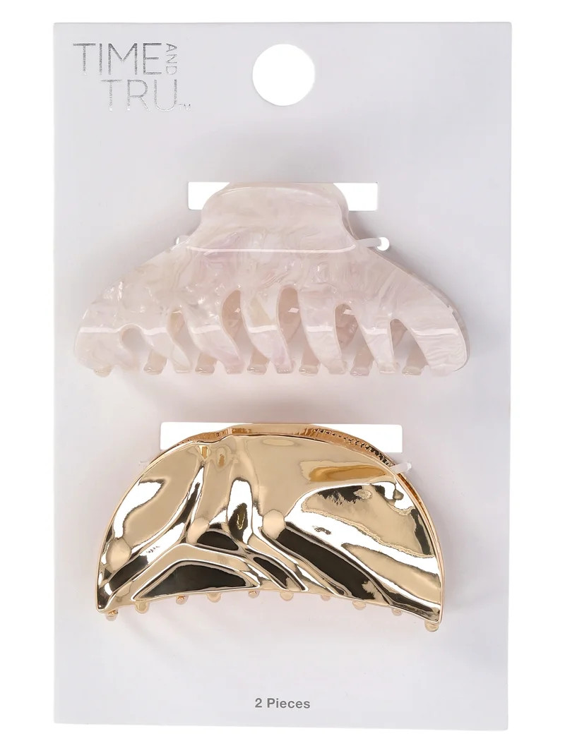Time and Tru Women's Hair Claw Clips, 2-Pack | Walmart (US)