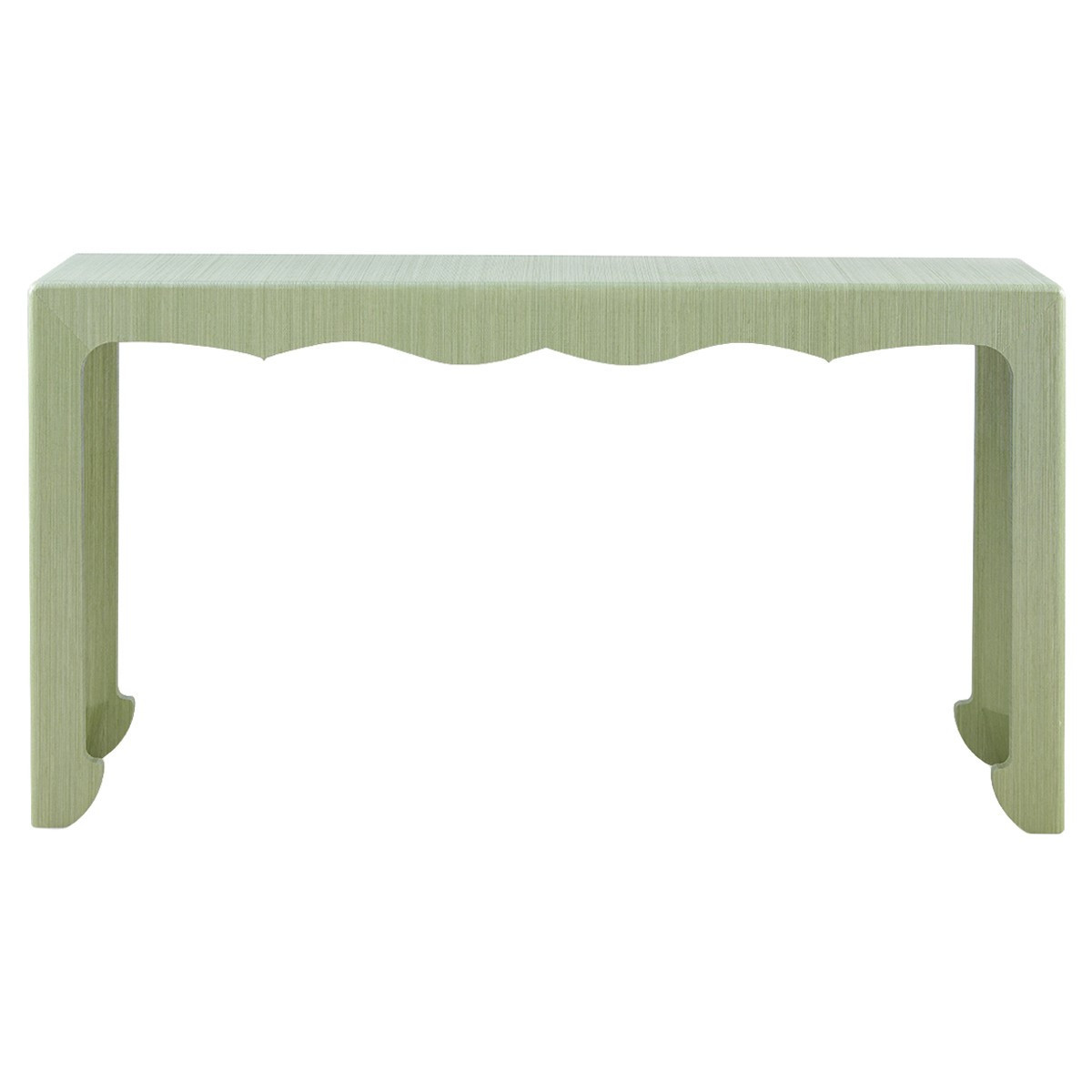 Gianna Modern Classic Spring Green Wood Grasscloth Console Table | Kathy Kuo Home