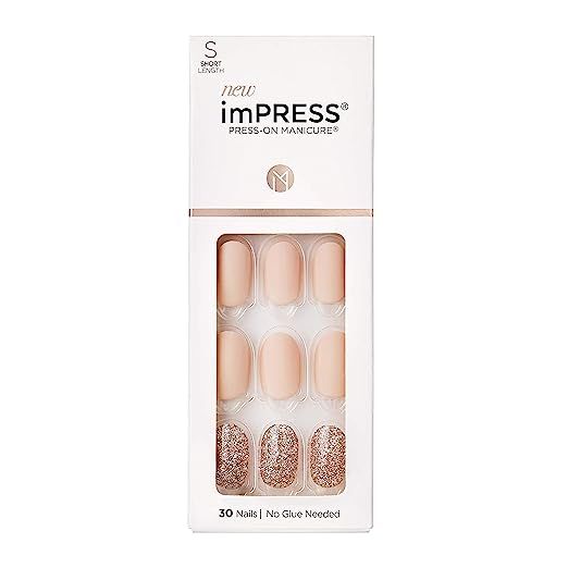 KISS imPRESS Press-On Manicure, Nail Kit, PureFit Technology, Short Press-On Nails, Evanesce, Inc... | Amazon (US)
