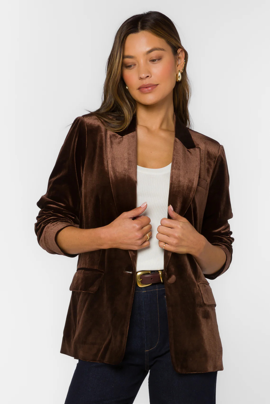 Lizzy Velvet Brown Blazer | Velvet Heart Clothing