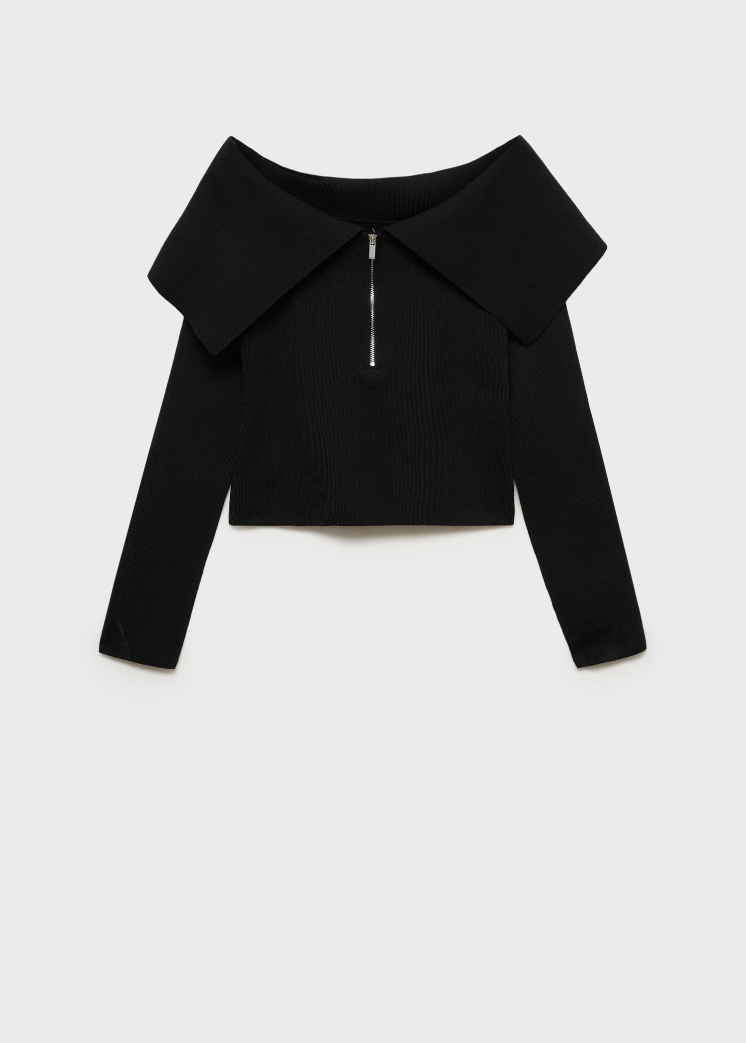 Open-shoulder sweater with zip - Women | MANGO United Kingdom | MANGO (UK)