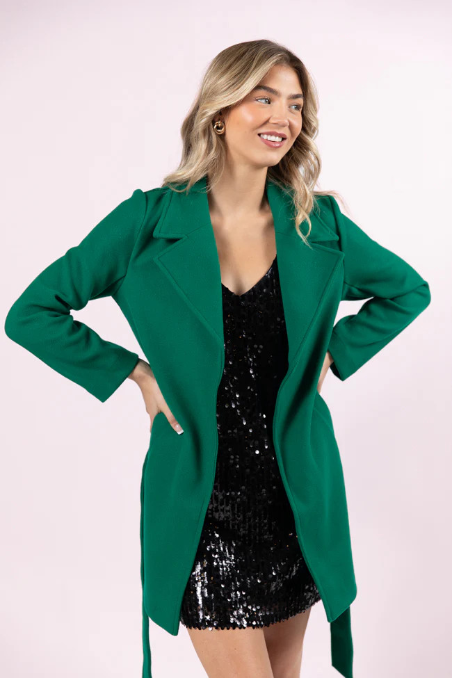 Mistletoe Moment Green Coat | Pink Lily