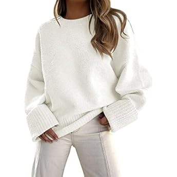 LILLUSORY Women's Oversized Sweaters 2023 Fall Fuzzy Knit Chunky Warm Pullover Sweater | Amazon (US)