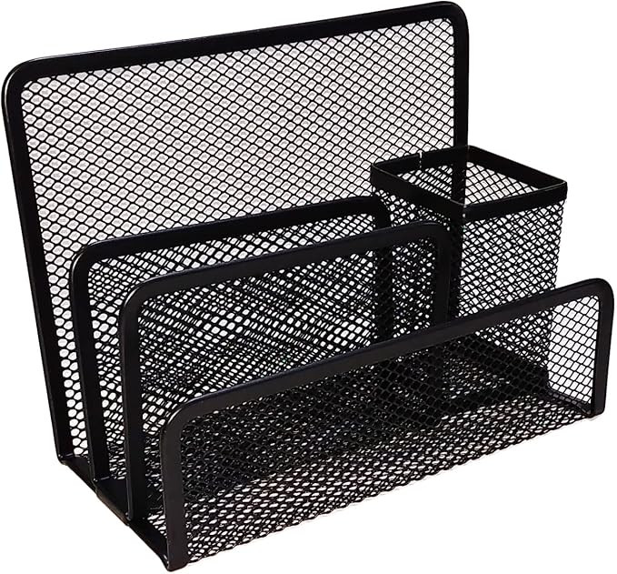 Porta Carta Organizador Mesa Escritório Lápis Caneta Treco metal aramado (Preto A) | Amazon (BR)