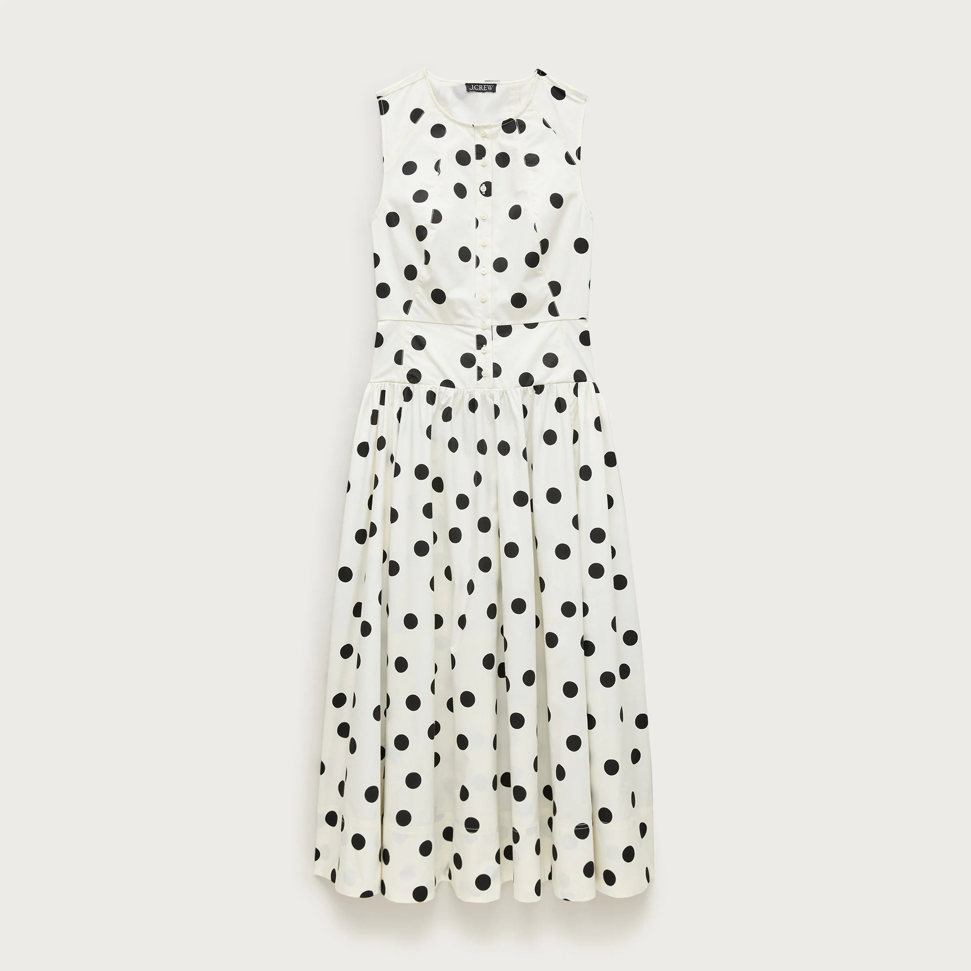 Button-front dress in dot-print cotton poplin | J. Crew US