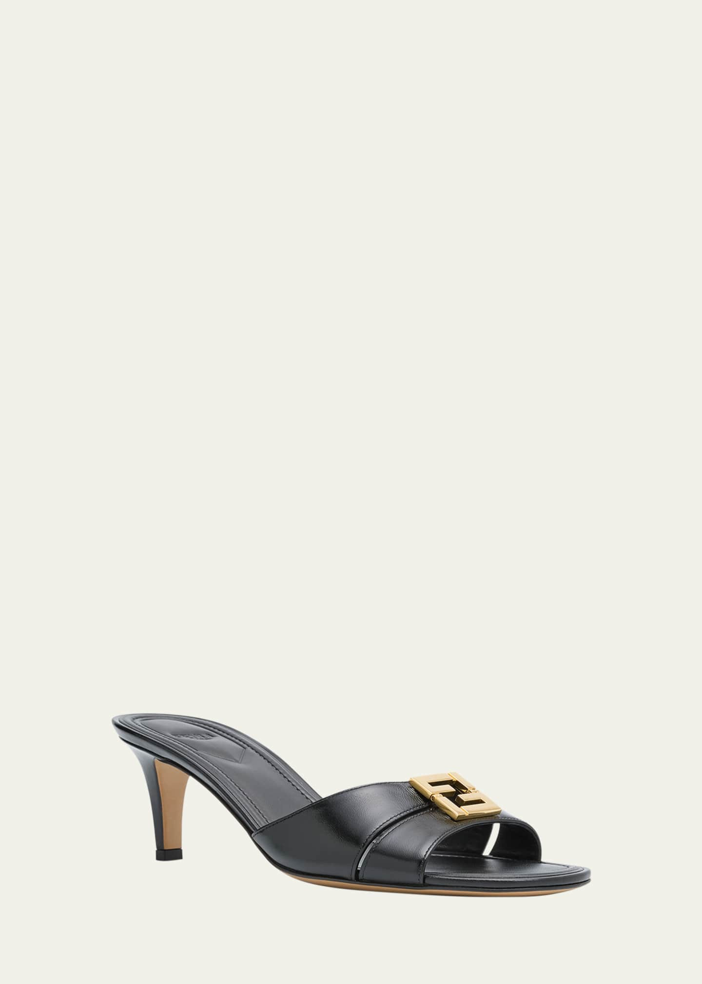 Fendi Fold Leather Kitten-Heel Sandals | Bergdorf Goodman