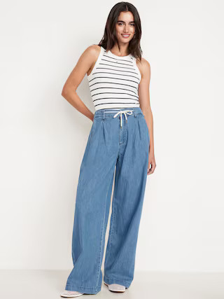 High-Waisted Super Wide-Leg Drapey Jeans | Old Navy (US)
