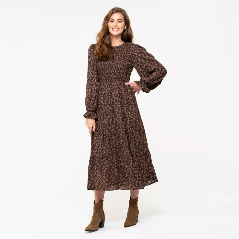 August Sky Women's Smocked Back Button Midi Dress | Target