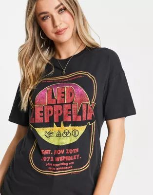 Pull&Bear Led Zeppelin oversized band t-shirt in black | ASOS | ASOS (Global)