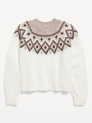 Cozy Fair Isle Mock-Neck Sweater for Girls | Old Navy (US)