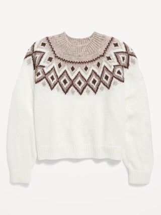 Cozy Fair Isle Mock-Neck Sweater for Girls | Old Navy (US)