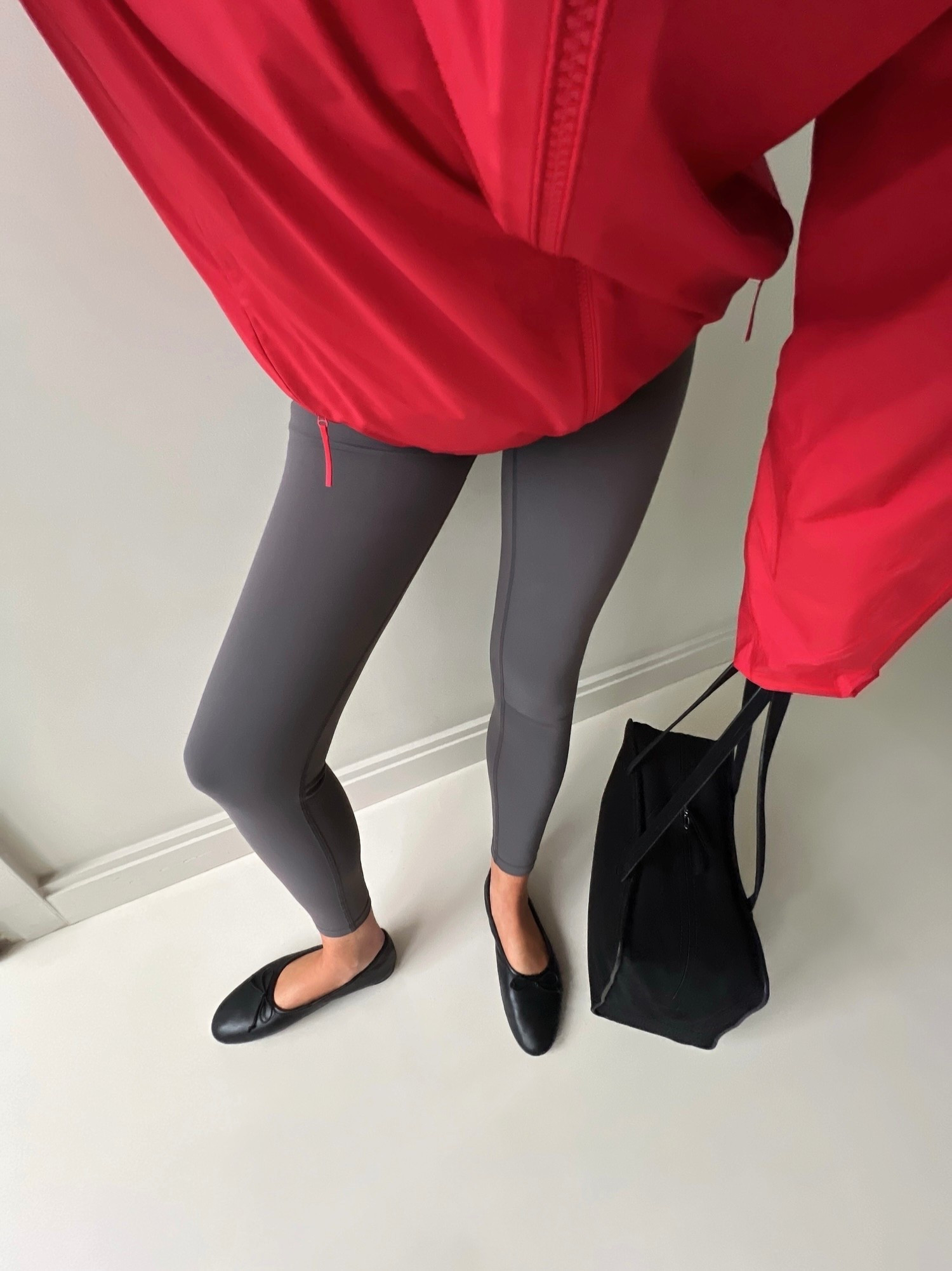 Red Jacket Hype 📈 
#technicaljacket #funnelneckjacket #redjacket #springoutfit #leggings #balletflats #suedebag 

#LTKuk #LTKspring #LTKeurope