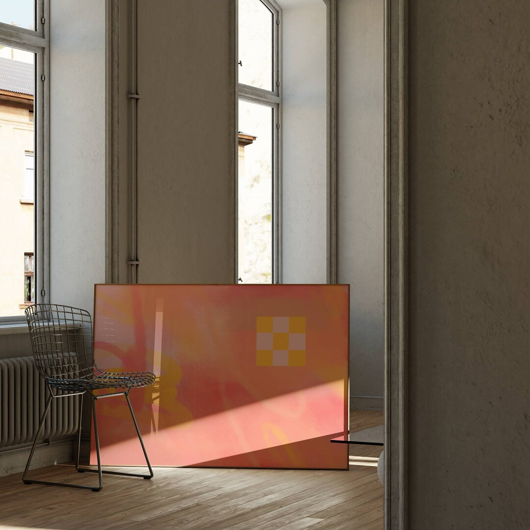 1969 Abstract Art, Neon Digital Print, Contemporary Printable Art, Funky Checkered, Bright Pink M... | Etsy (NL)