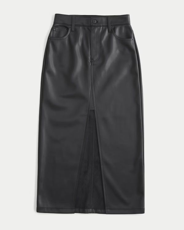 Ultra High-Rise Vegan Leather Maxi Skirt | Hollister (US)